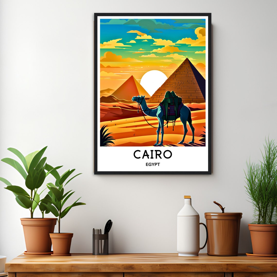 Cairo Egypt Pyramids Camel Desert Sunset Adventure Travel Poster - Image 3