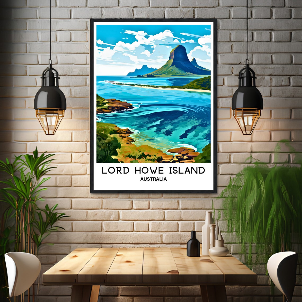 Lord Howe Island Australia Turquoise Lagoon and Cliffs Poster - Image 3