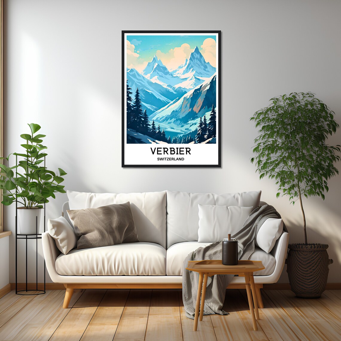 Verbier Switzerland Snowy Alpine Peaks Ski Resort Travel Poster - Image 2