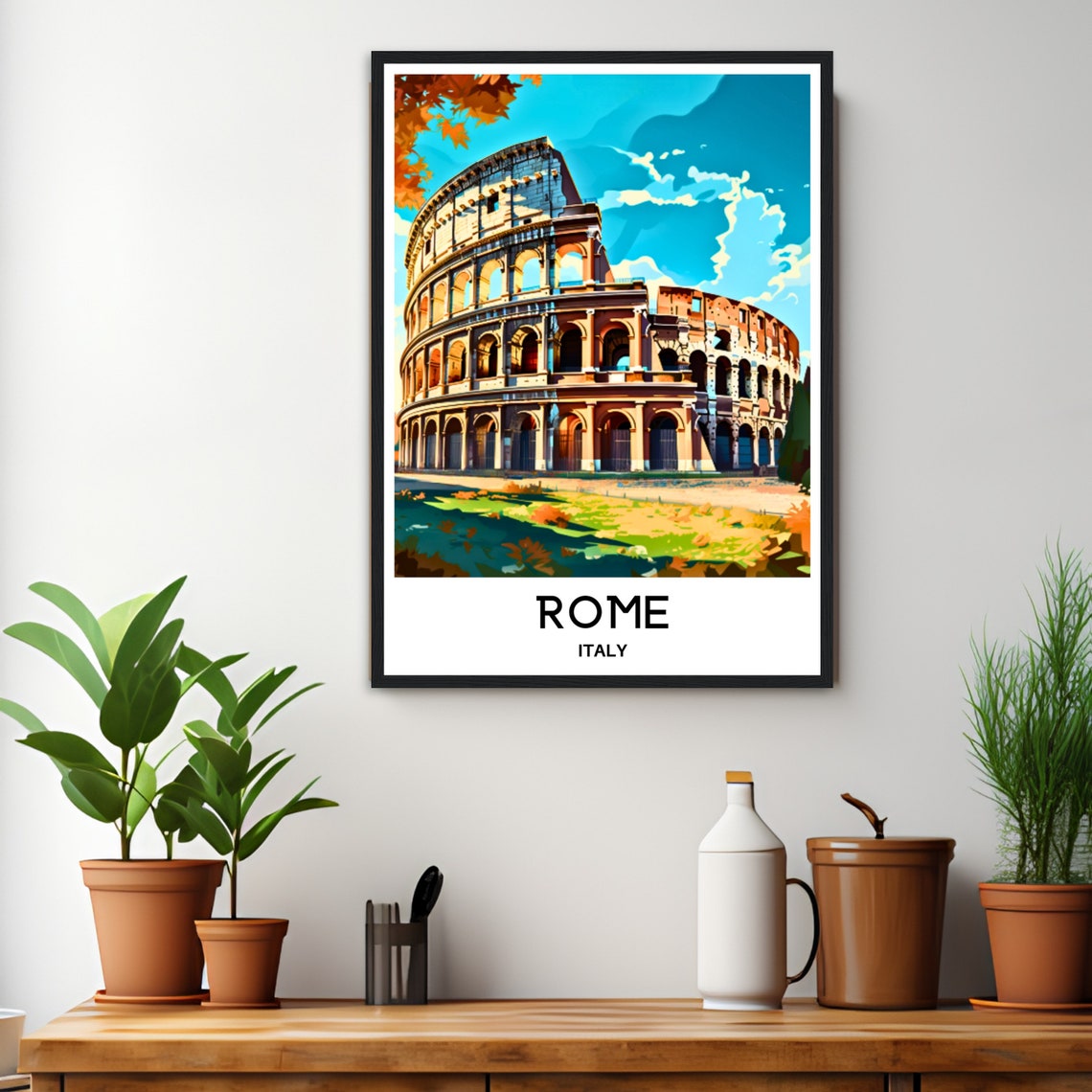 Rome Travel Poster Rome Travel Print Rome Gift Art Rome Travel Art Rome Italy Print Rome Lover Gift Rome Painting Rome Colosseum Print Rome - Image 3
