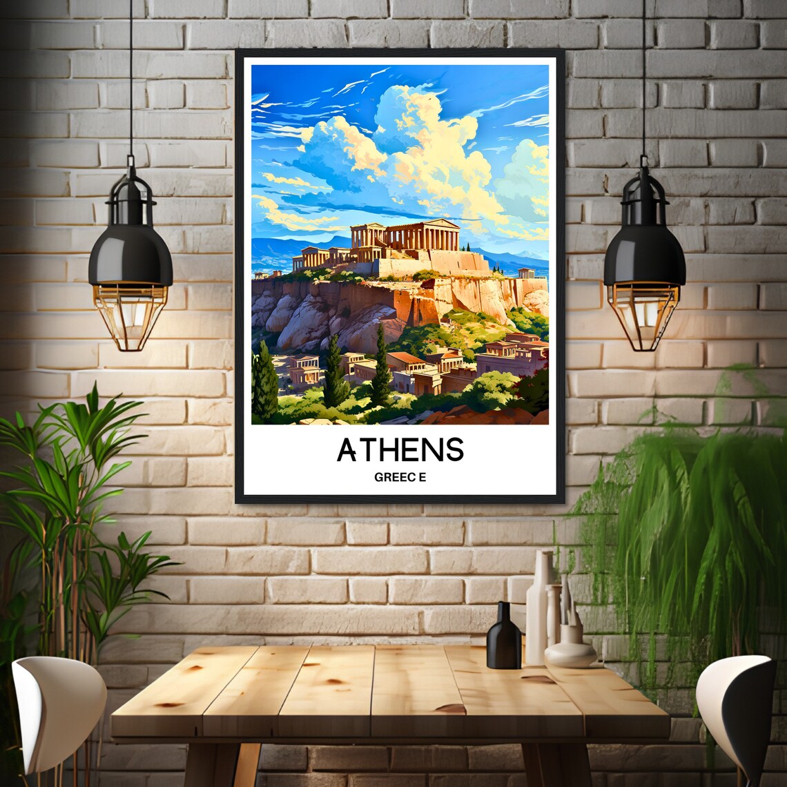 Athens Greece Acropolis Parthenon Sunset Vintage Travel Poster - Image 3