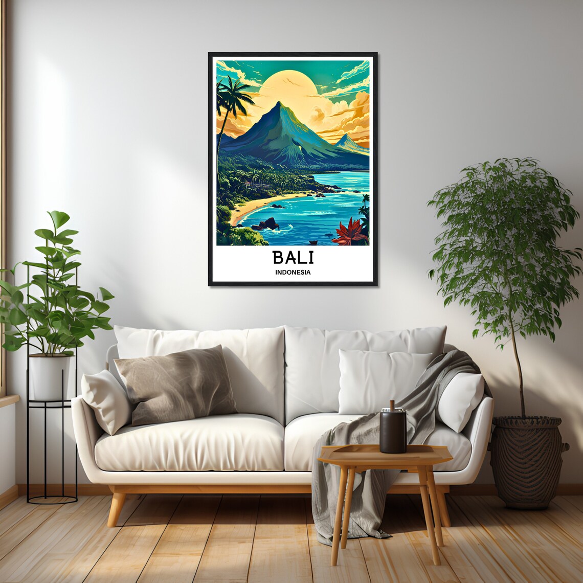 Bali Indonesia Volcano Sunset Beach Tropical Island Travel Art Poster - Image 2