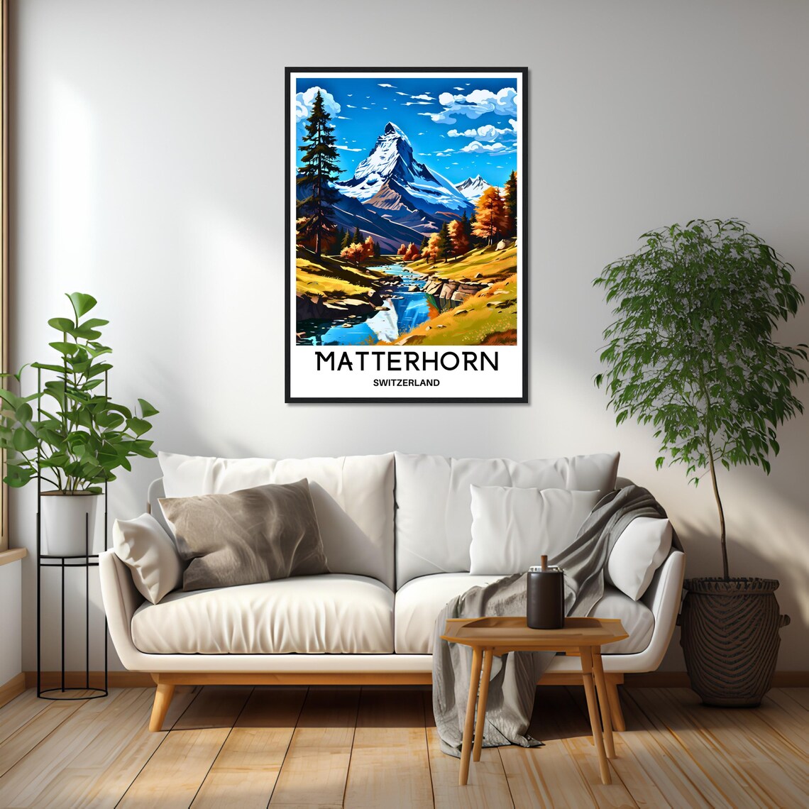 Matterhorn Switzerland Snowy Peak Autumn Scene Travel Poster - Image 2