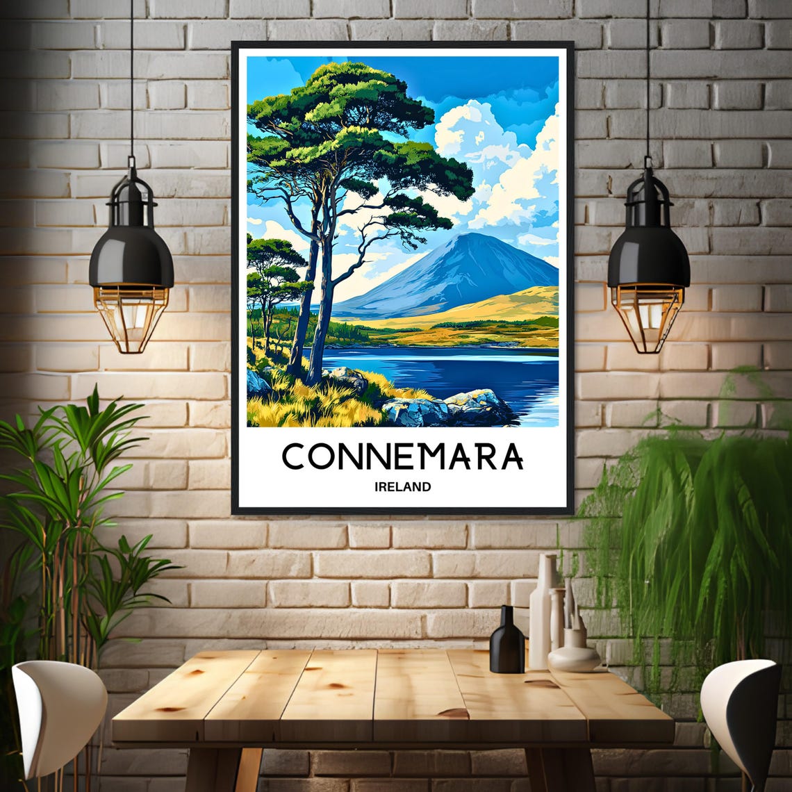 Connemara Ireland Pine Tree Lake Mountain Wild Landscape Poster - Image 3