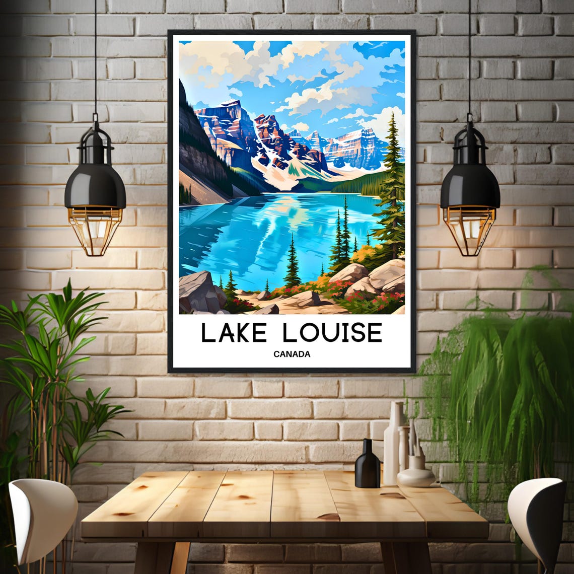 Lake Louise Canada Turquoise Alpine Lake Peaks Forest Vista Poster - Image 3