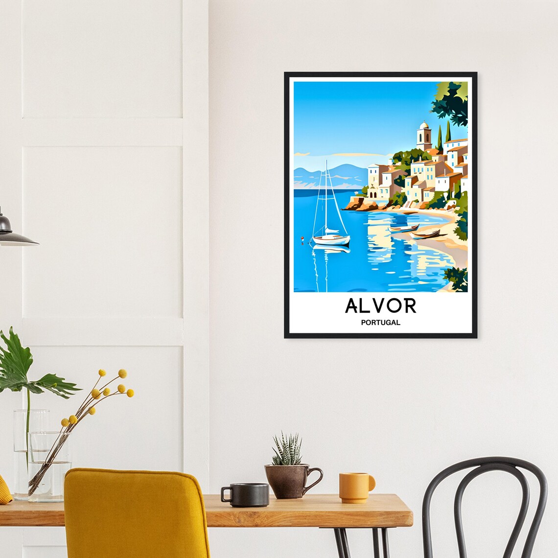 Sunny Beautiful Alvor Portugal Coastal Village Beach Travel Poster - Image 3
