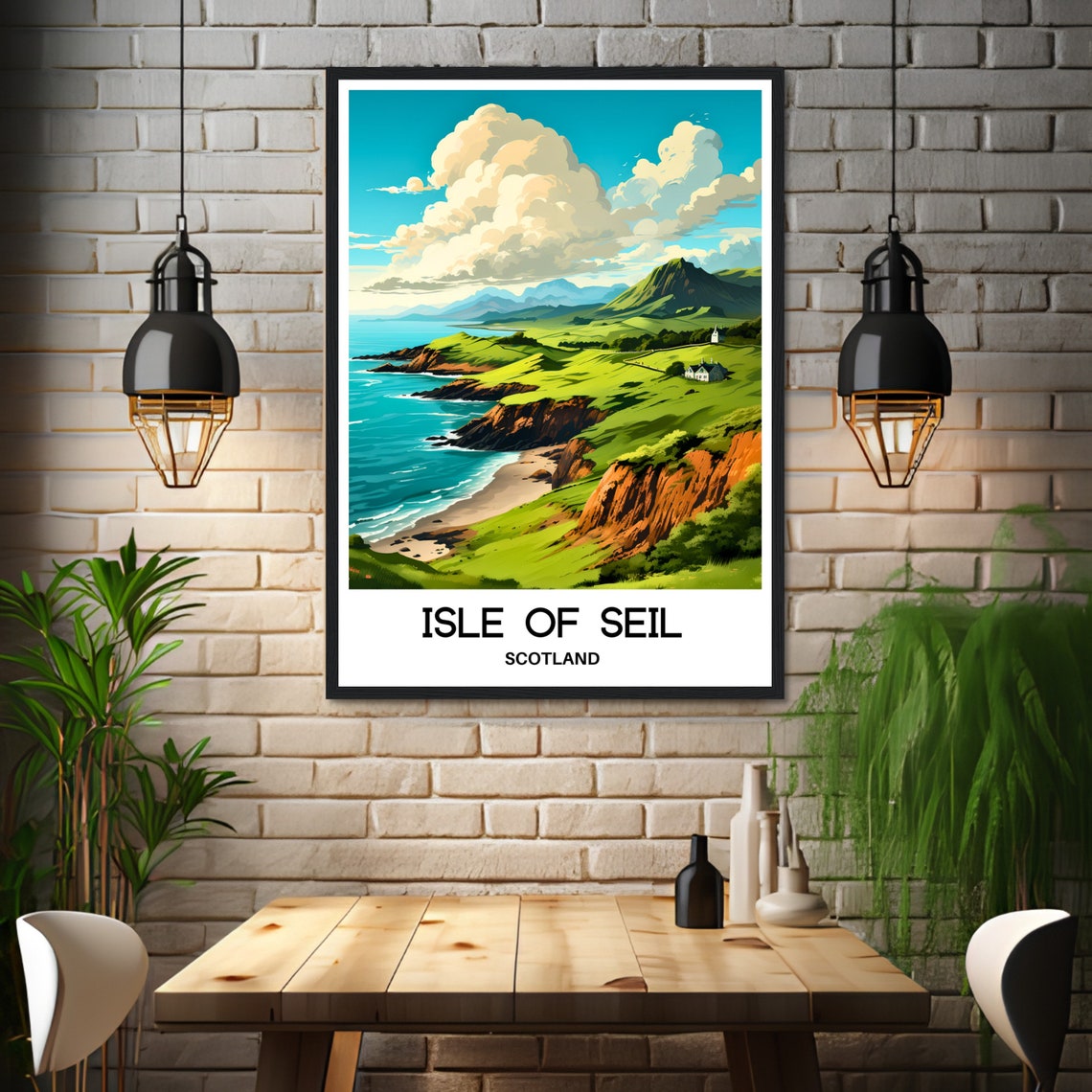 Isle Of Seil Travel Print Isle Of Seil Poster Scottish Art Print Scotland Lover Gift Wall Hanging Isle Of Seil Illustration Home Decor - Image 3