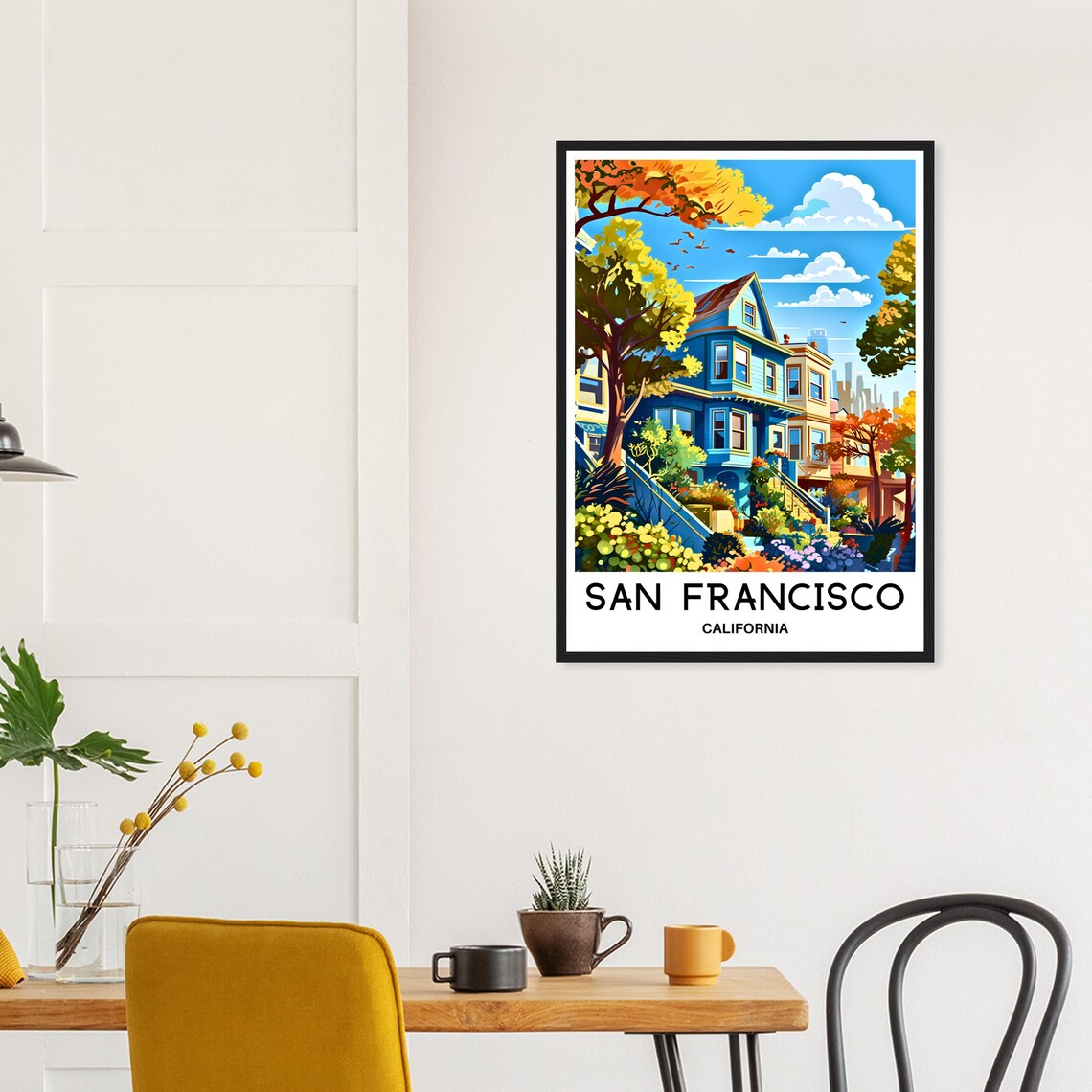 San Francisco California Colorful Victorian Houses Travel Poster - Image 3