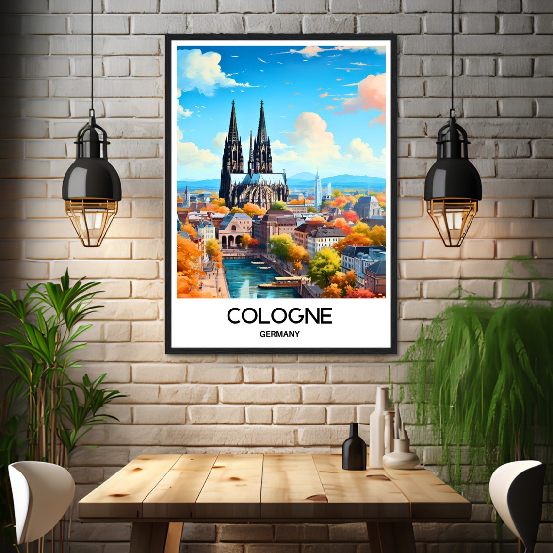 Cologne Germany Cathedral Autumn Old Town Cityscape Travel Poster - Image 3