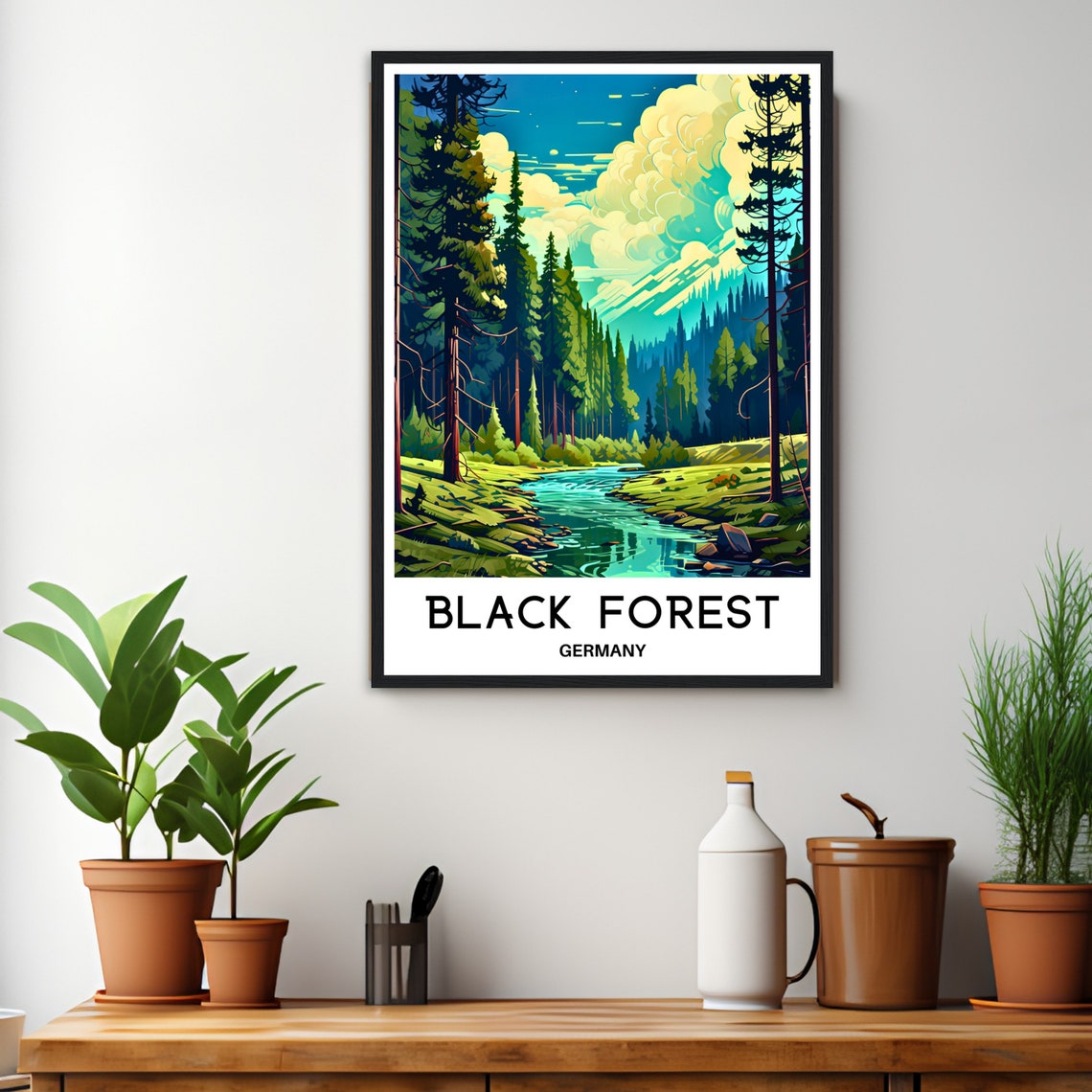 Black Forest Germany Pine Trees Stream Forest View Scene Poster - Image 2