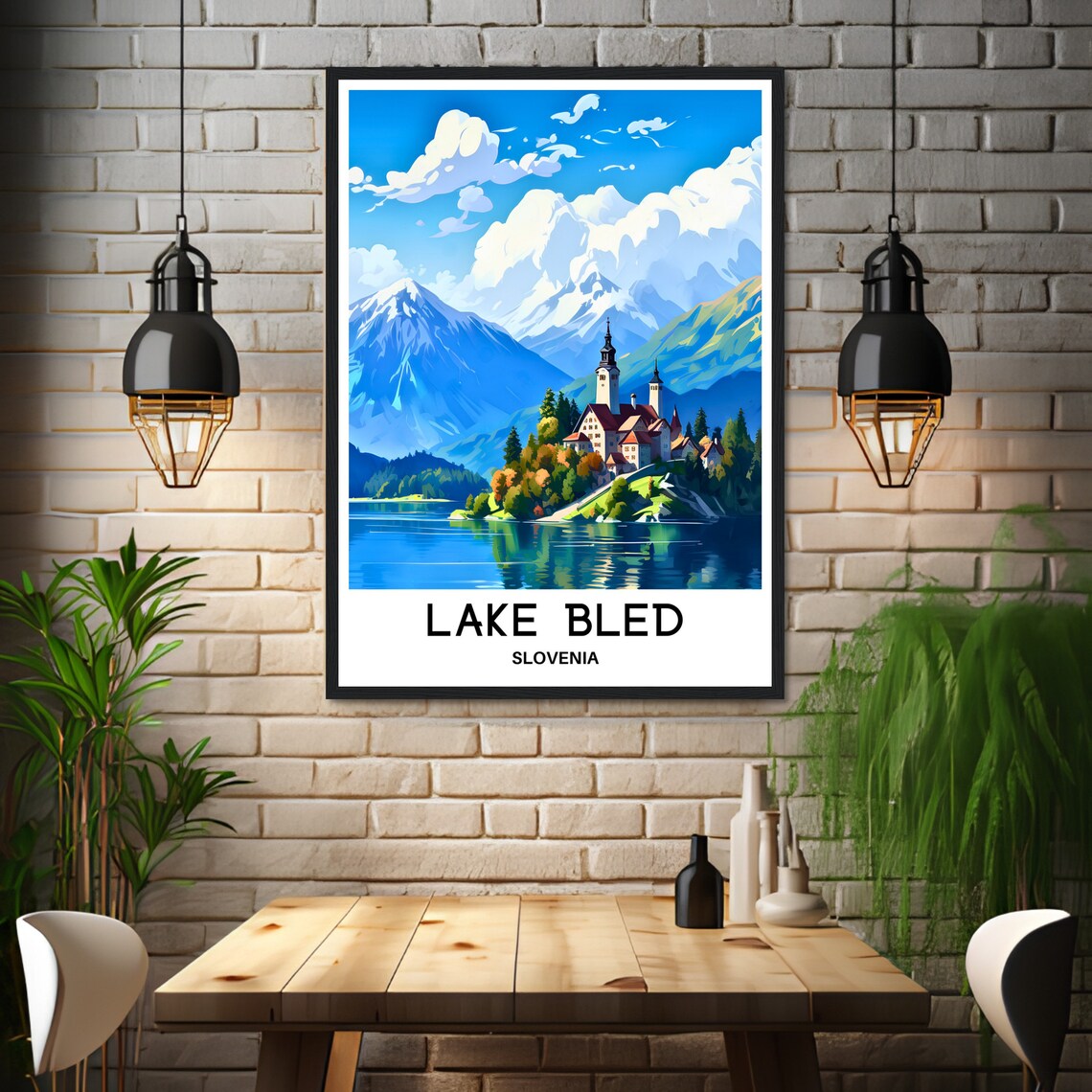 Lake Bled Slovenia Island Church Alpine View Travel Art Poster - Image 3