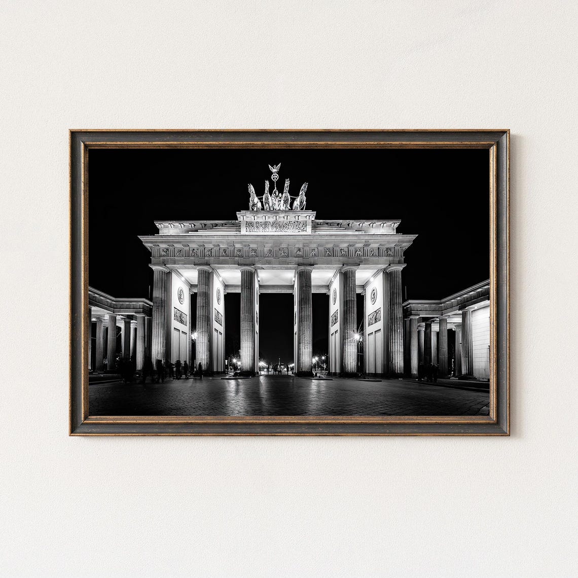 Brandenburg Gate Berlin Night Black And White Landmark Print