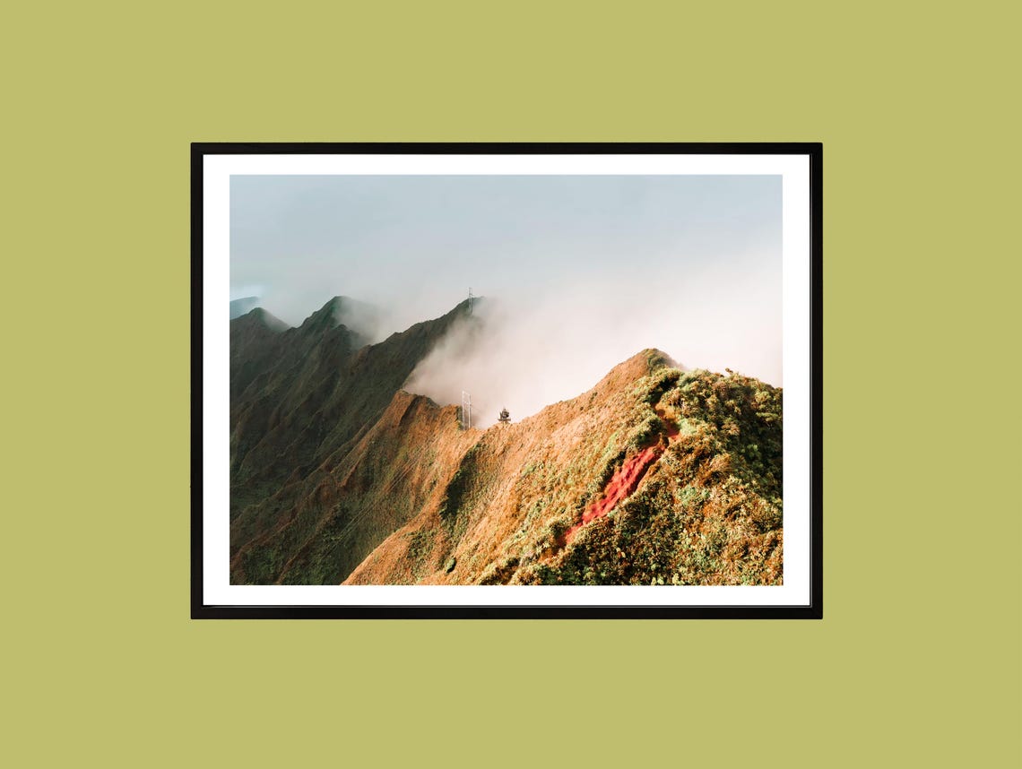 Misty Mountain Ridges Golden Hour Light Landscape Photography Poster