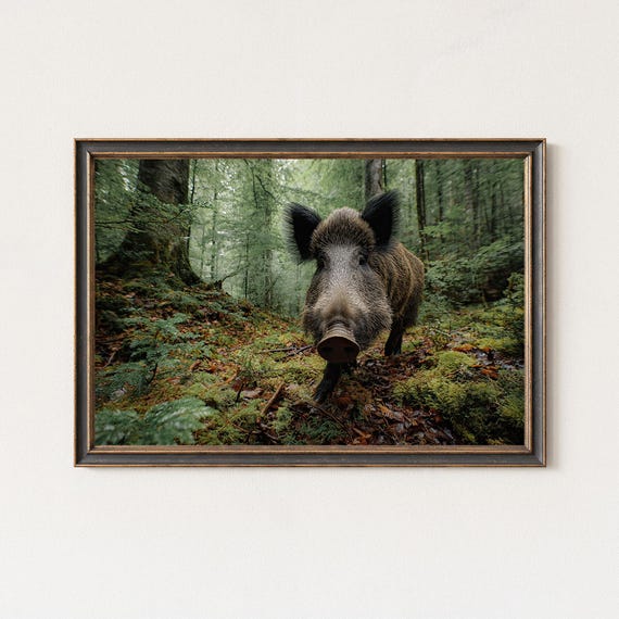 Wild Boar Photography Print Forest Wildlife Wall Art