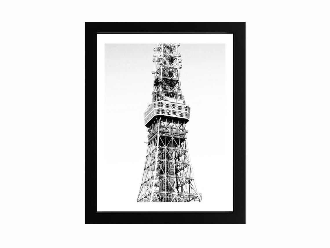 Tokyo Tower Black White Lattice Structure Japan Photography Poster