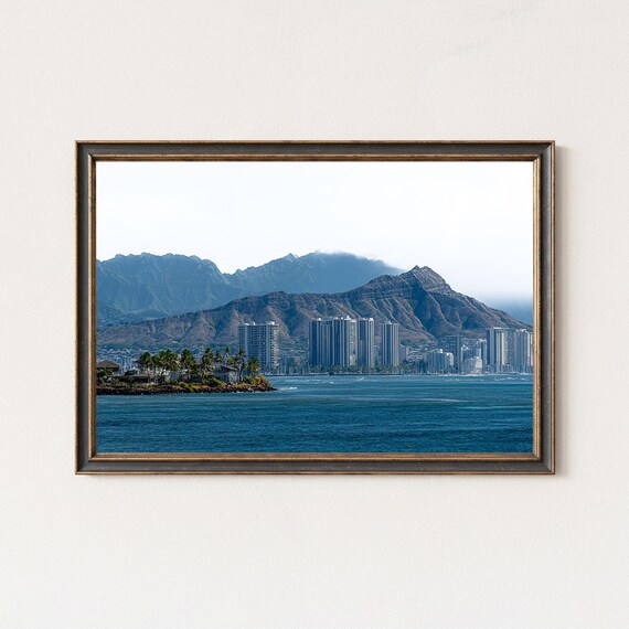 Honolulu Skyline Diamond Photography Hawaii Coastal Wall Art