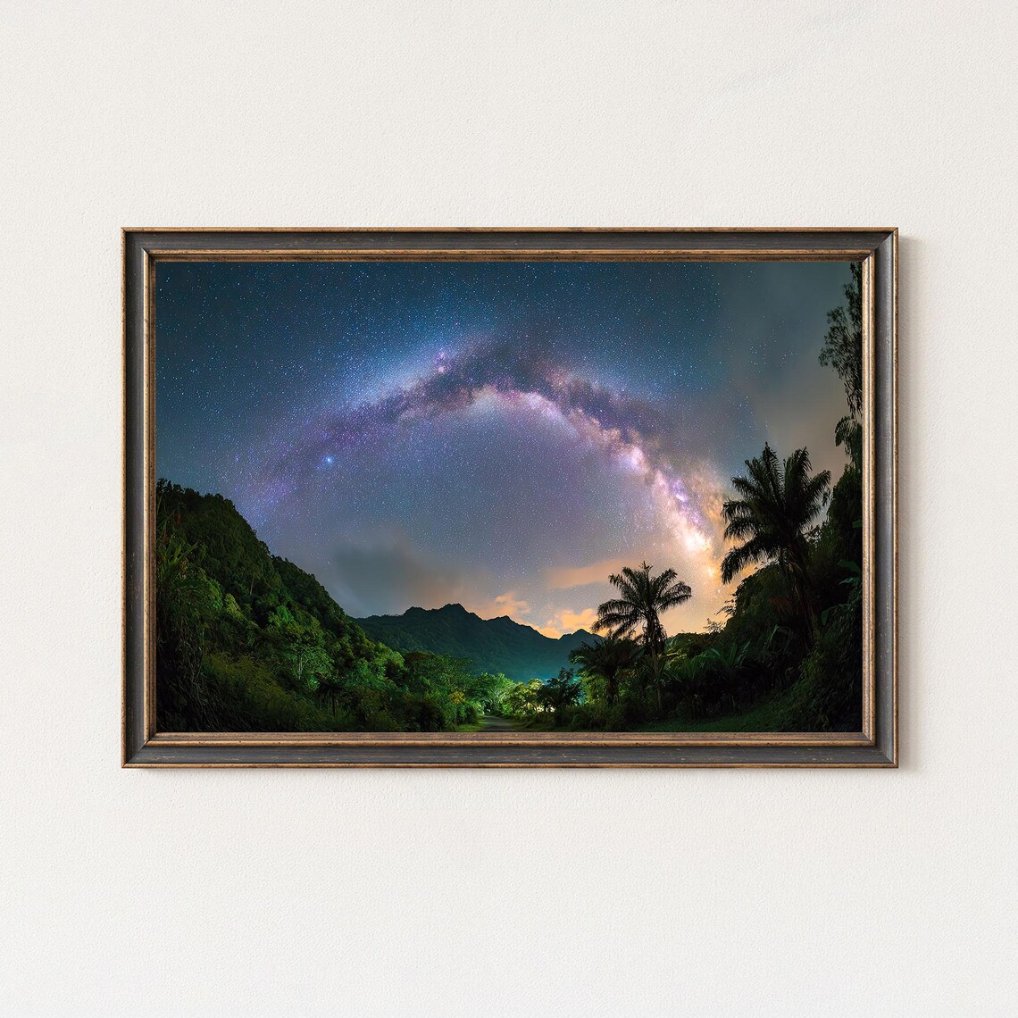 Milky Way Over Tropical Mountains Night Sky