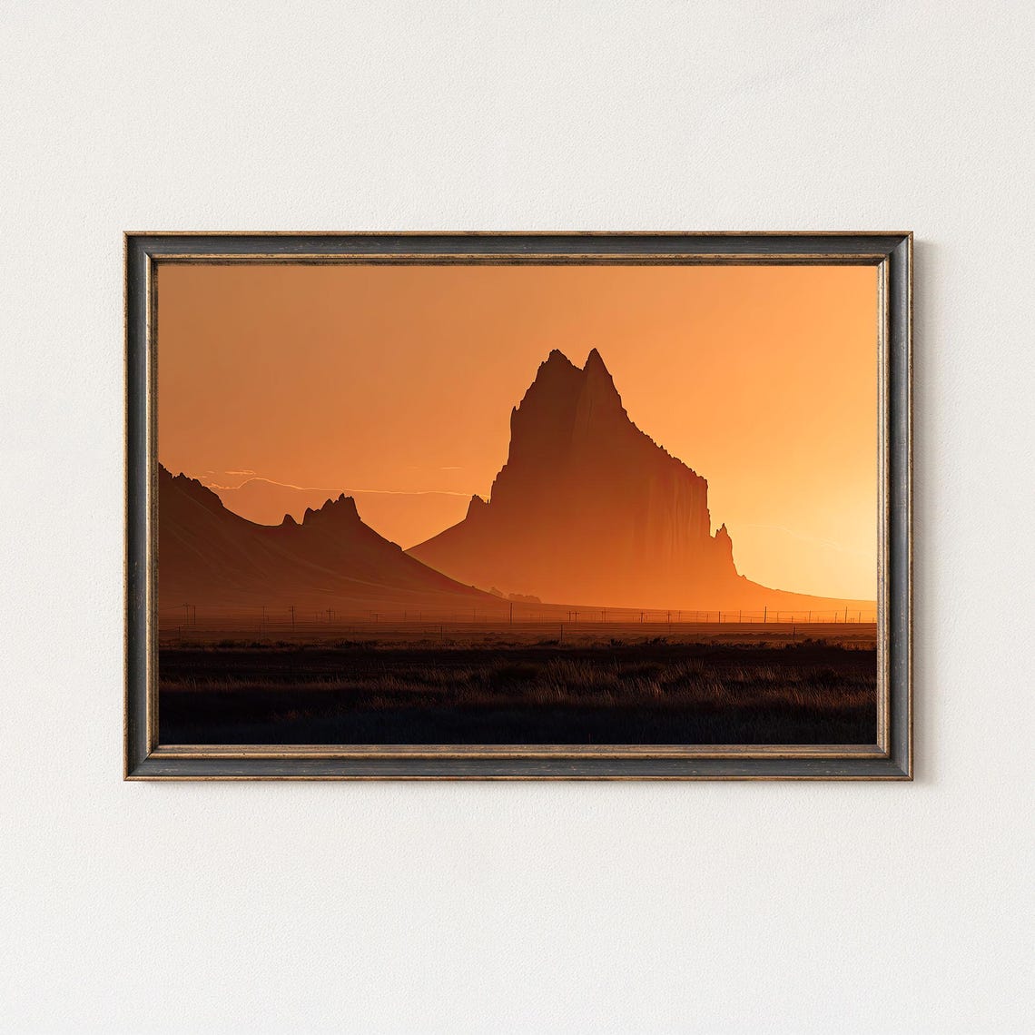 Shiprock New Mexico Desert Sunset Silhouette Southwest Poster
