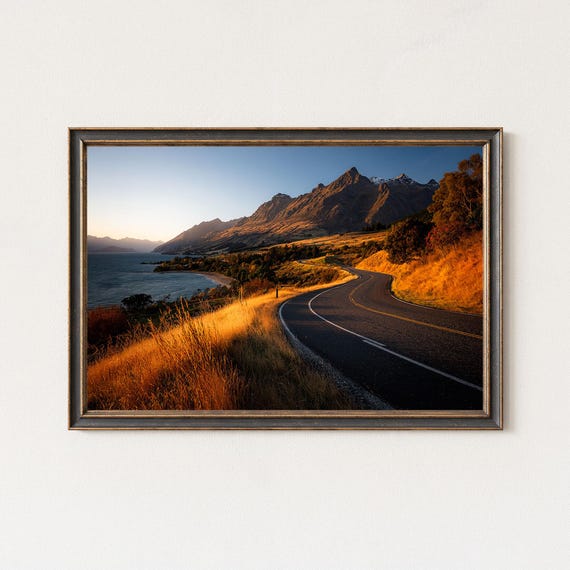 Glenorchy Road Queenstown Sunset Landscape Wall Art Print