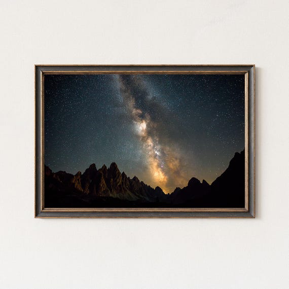 Milky Way Rising Above Dolomite Peaks Night Sky Landscape Photography Print