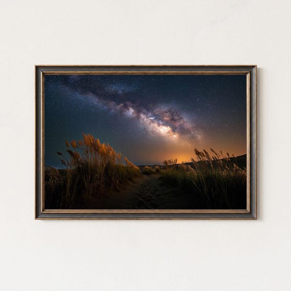 Milky Way Coastal Dune Print Night Sky Photography Wall Art