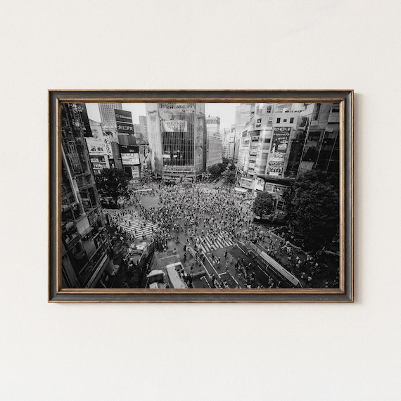Tokyo Shibuya Crossing Photography Black And White Cityscape Print