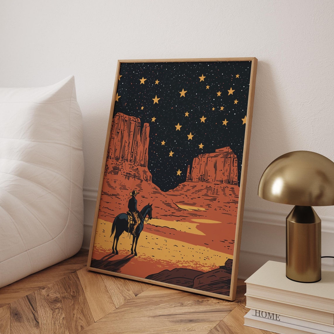 Western Cowboy Vintage Retro Art Print