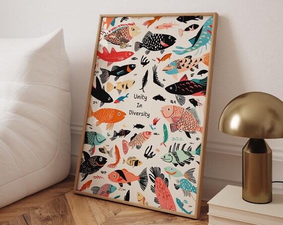 Colorful Fish Illustration Art Print Unity In Diversity