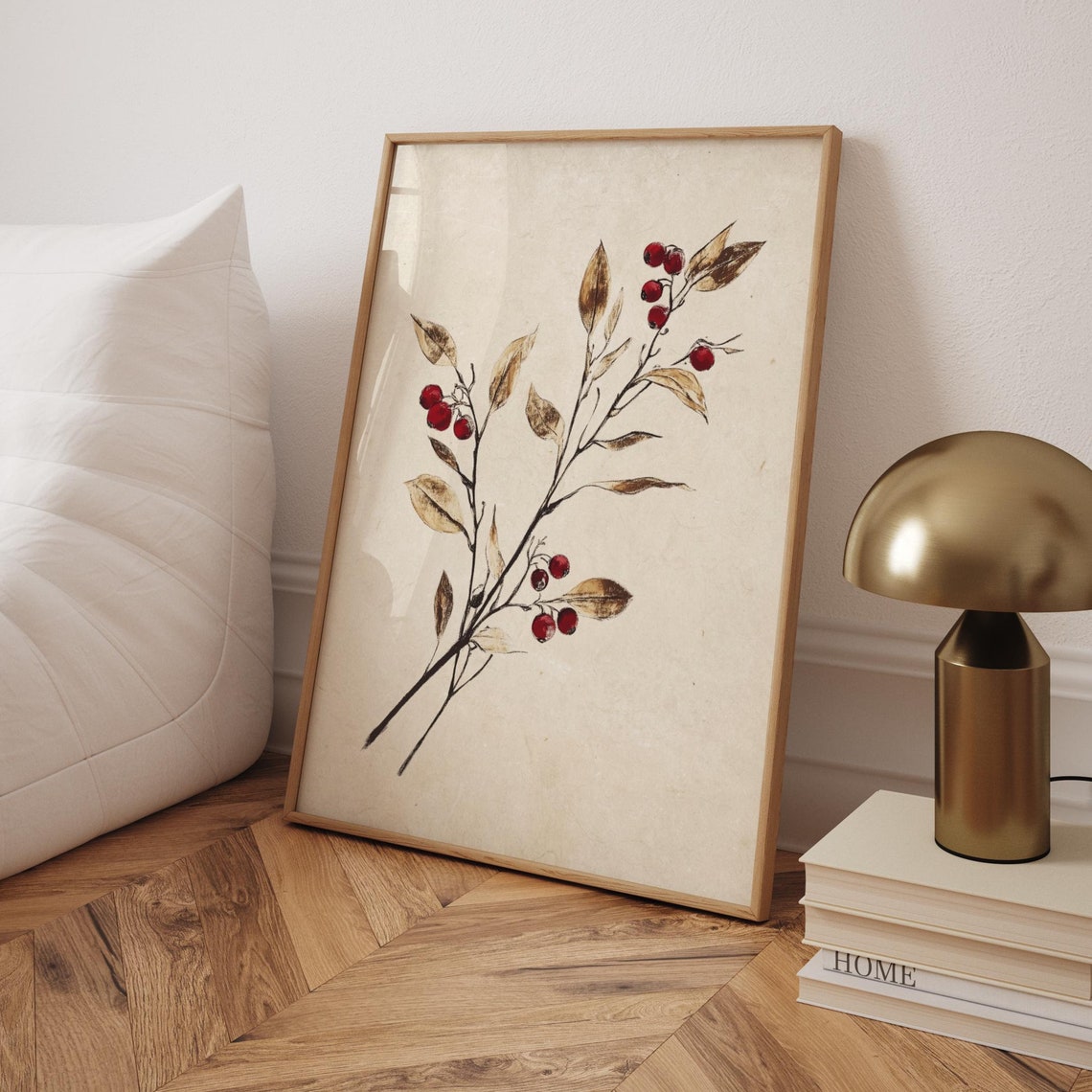 Holy Branch Painting, Vintage Botanical Decor