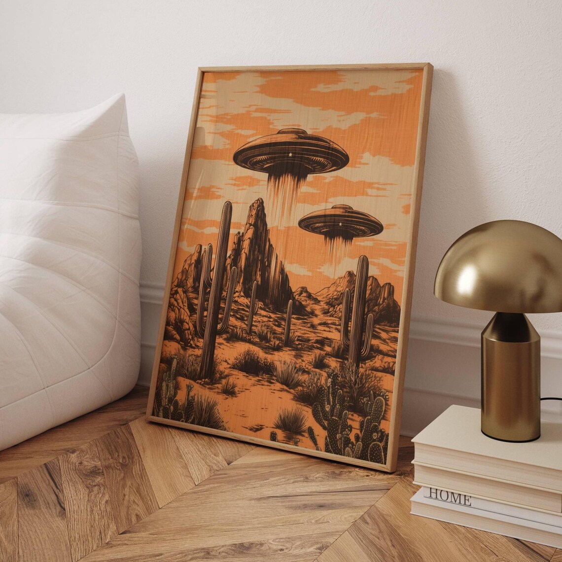 Retro UFO Desert Vintage Sci-Fi Western Art Print