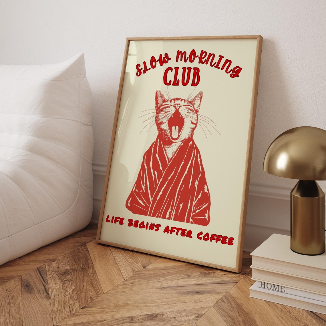 Funny Cat Coffee Poster Bar Wall Art