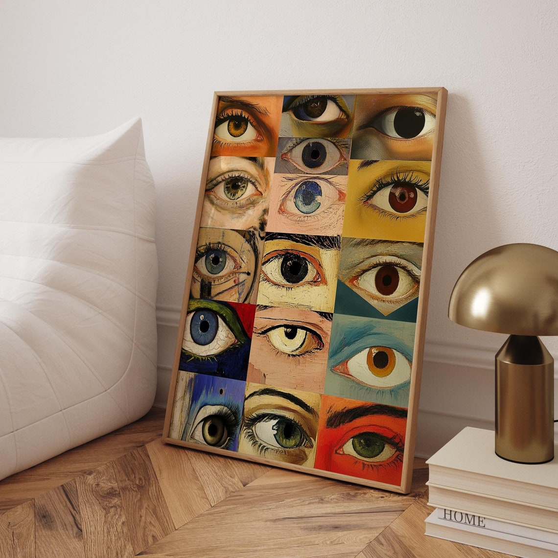 Surreal Painted Eyes Grid Collage Eclectic Home Decor Poster