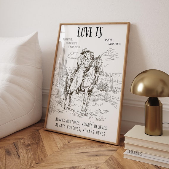 Love Is Scripture Artwork Cowboy Print, Western Decor