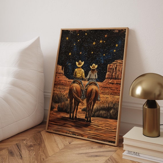 Retro Cowboy And Cowgirl Print Wild West Home Decor
