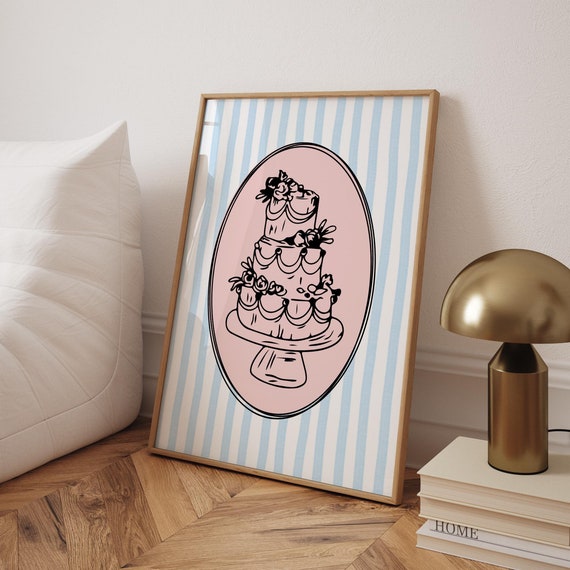 Wedding Cake Vintage Poster, Retro Kitchen Art