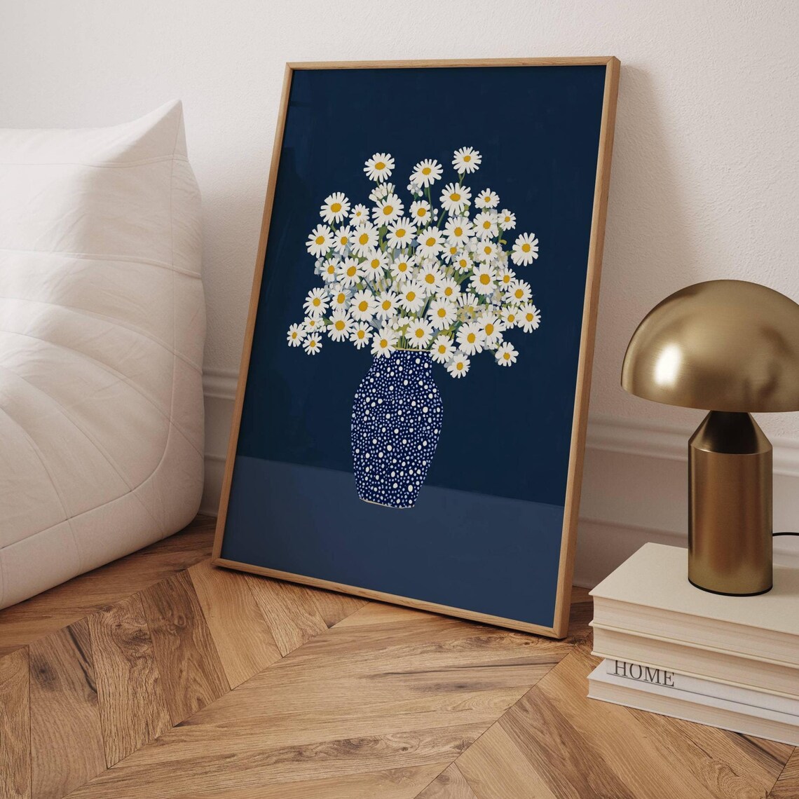 Modern Daisy Flower Wall Art, Minimalist Floral Print