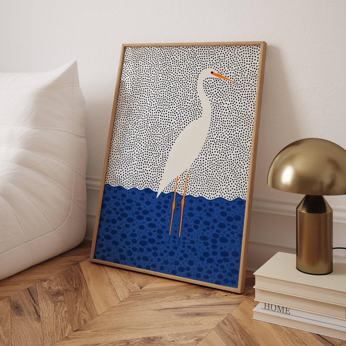 Minimalist Egret, Traditional Travel Poster