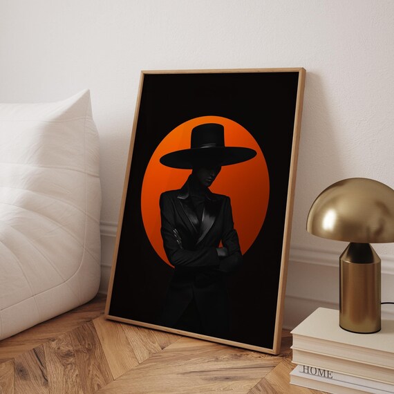 Lady In Black Art Print Trendy Woman Portrait Modern Wall Decor