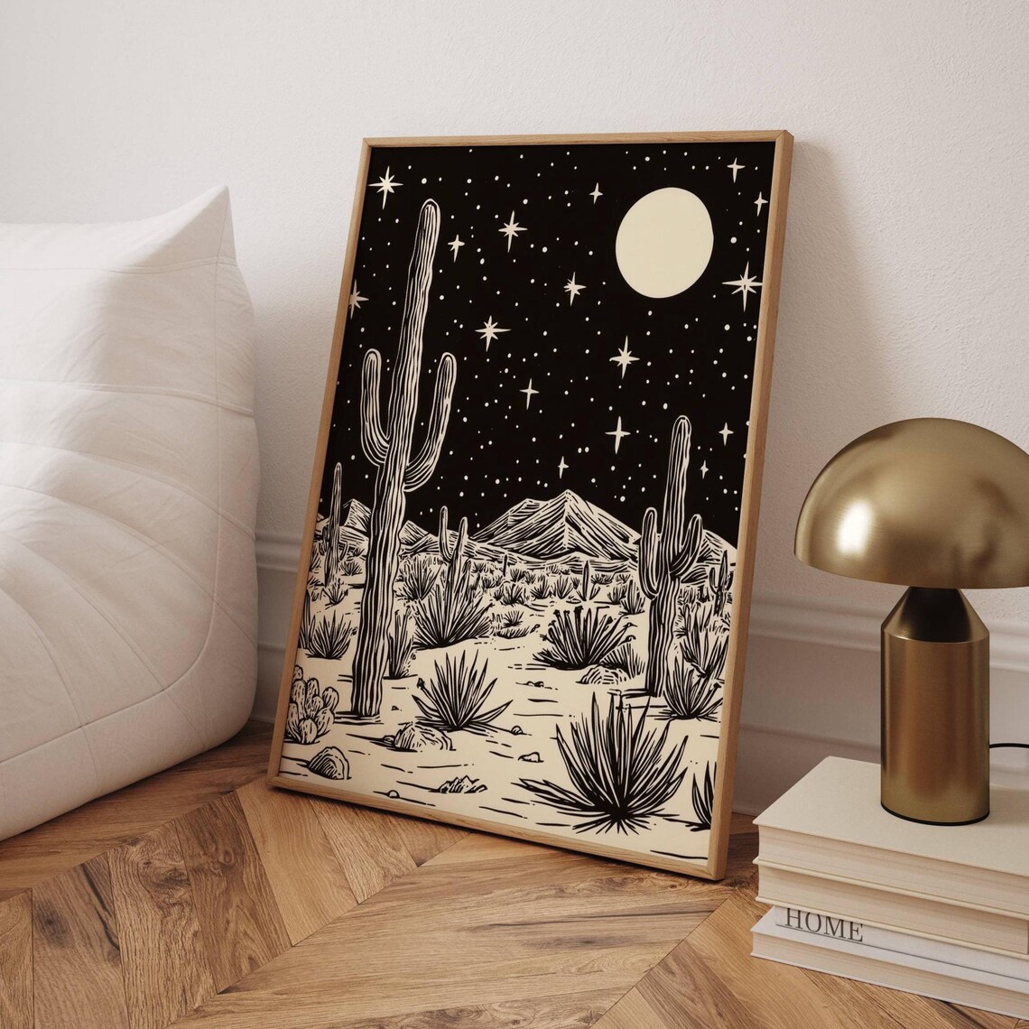 Southwestern Cactus Black And White Art Print