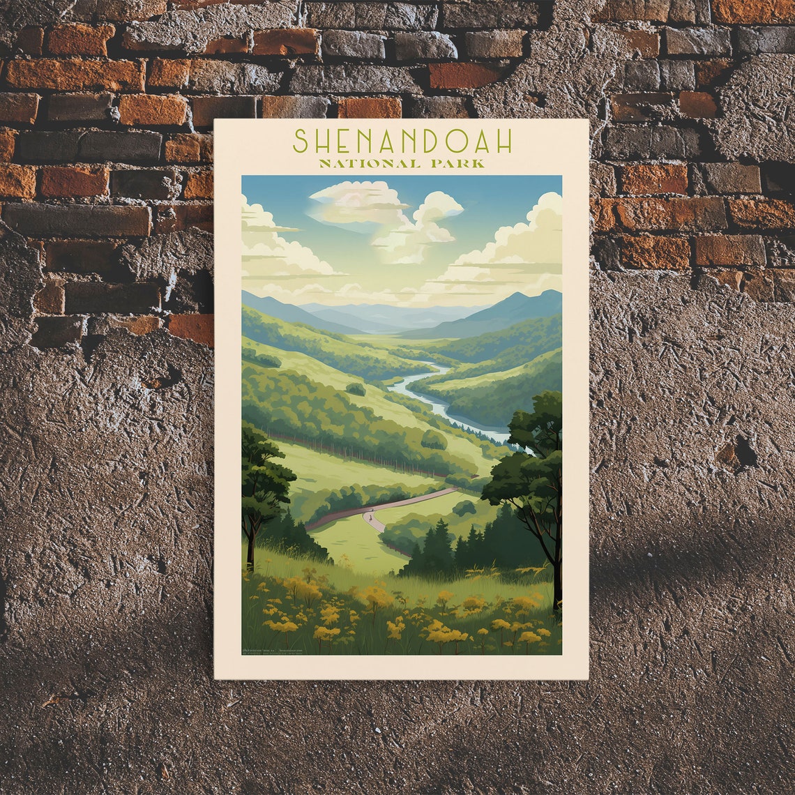 Shenandoah National Park Blue Ridge Green Valley Travel Poster - Image 2