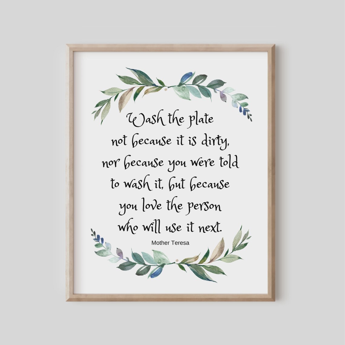 Mother Teresa Quote Wall Art, Kitchen Decor
