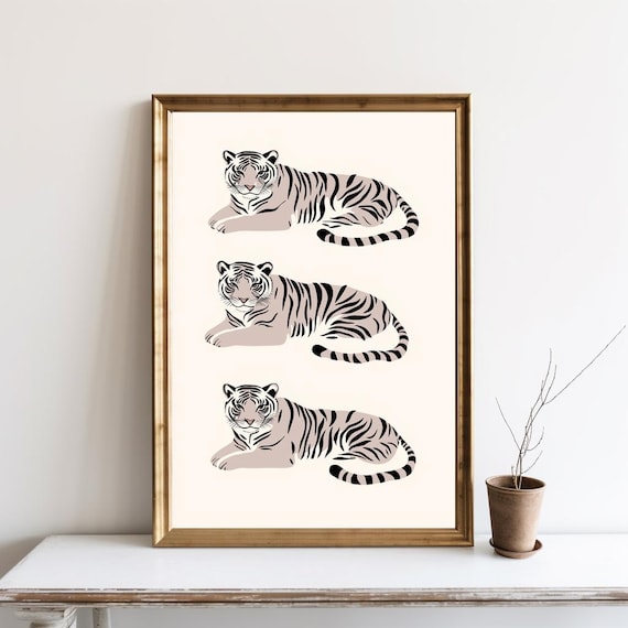 Tiger Art Print Funky Trendy Prints Dorm Decor Poster Animal Minimal Wall Jpg Sg176