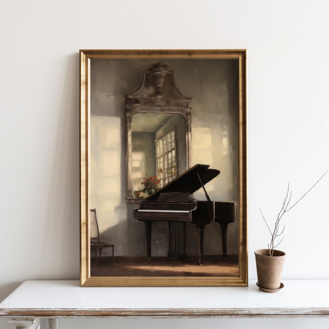 Moody Still Life Painting, Vintage Music Room Art Print