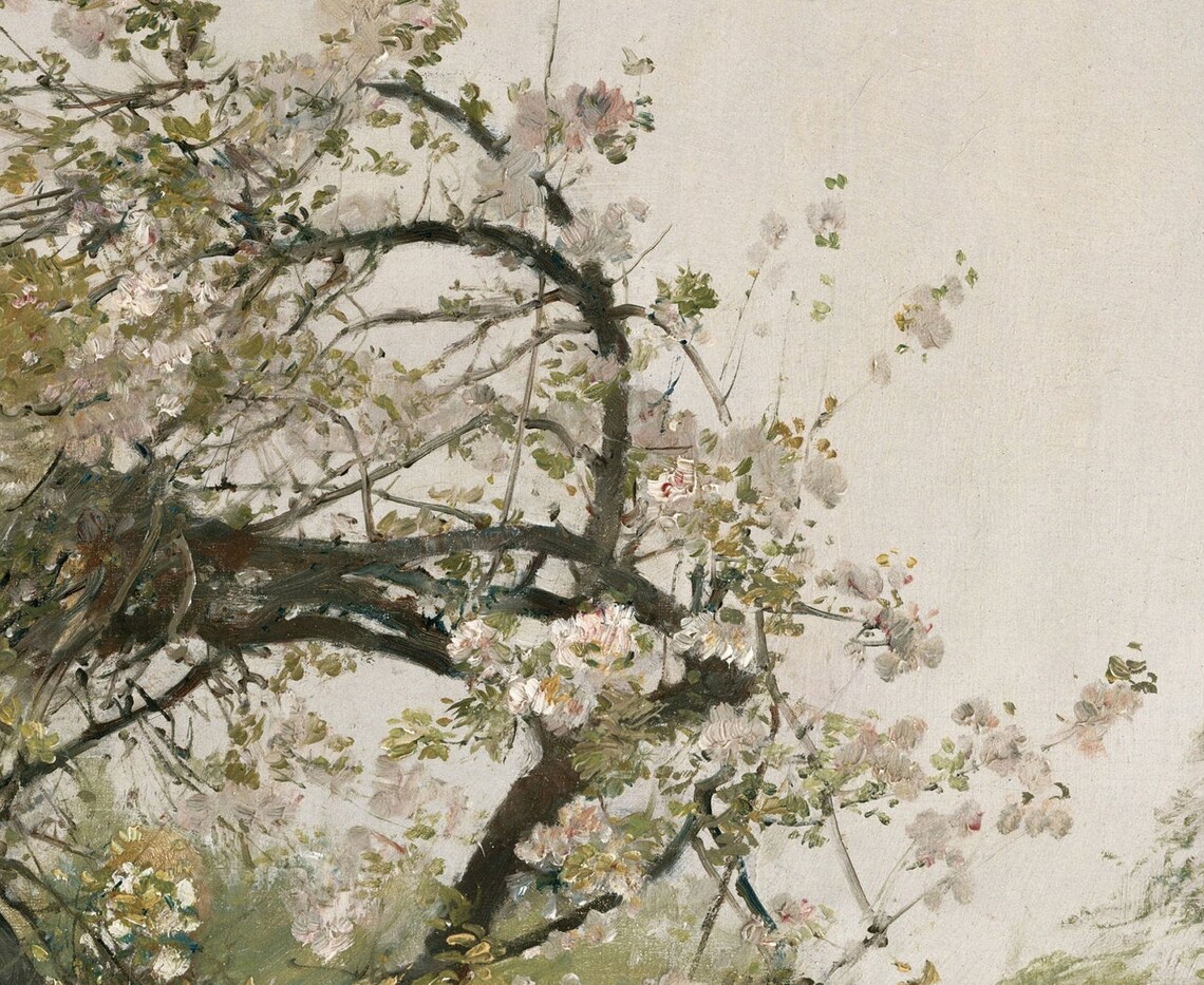 Peach Tree Vintage Nature Painting Art Print - Image 2