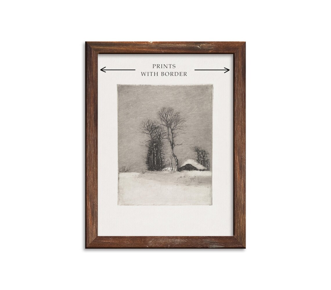 Winter Etching Vintage Black And White Art Print - Image 4