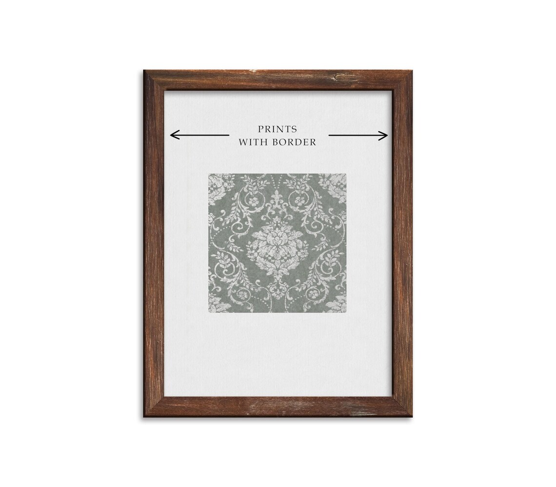 Bordered Green Damask Vintage Floral Pattern Art Print - Image 4