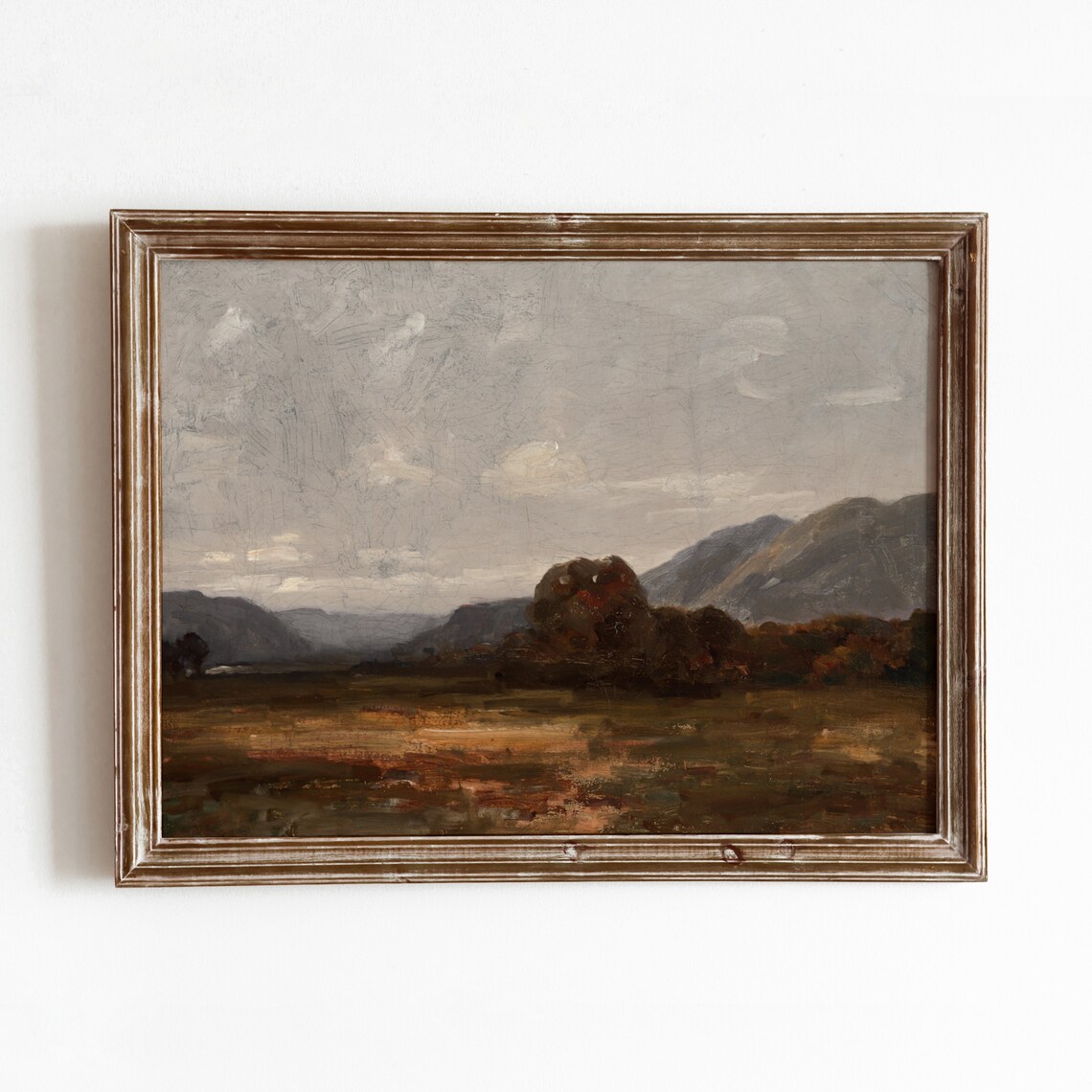 Dark Autumn Valley Mountains Moody Fall Landscape Oil Painting Poster