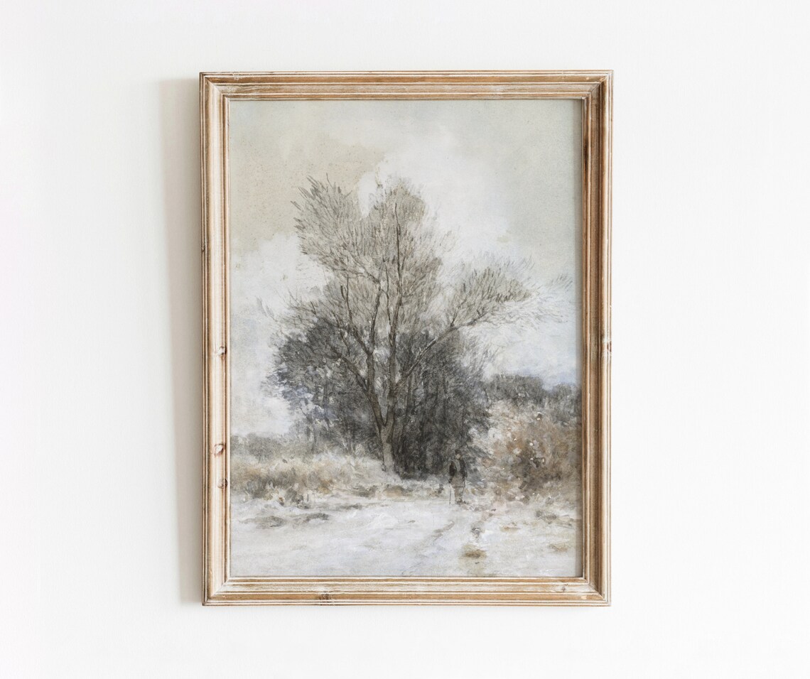 Winter Walk Vintage Winter Landscape Art Print