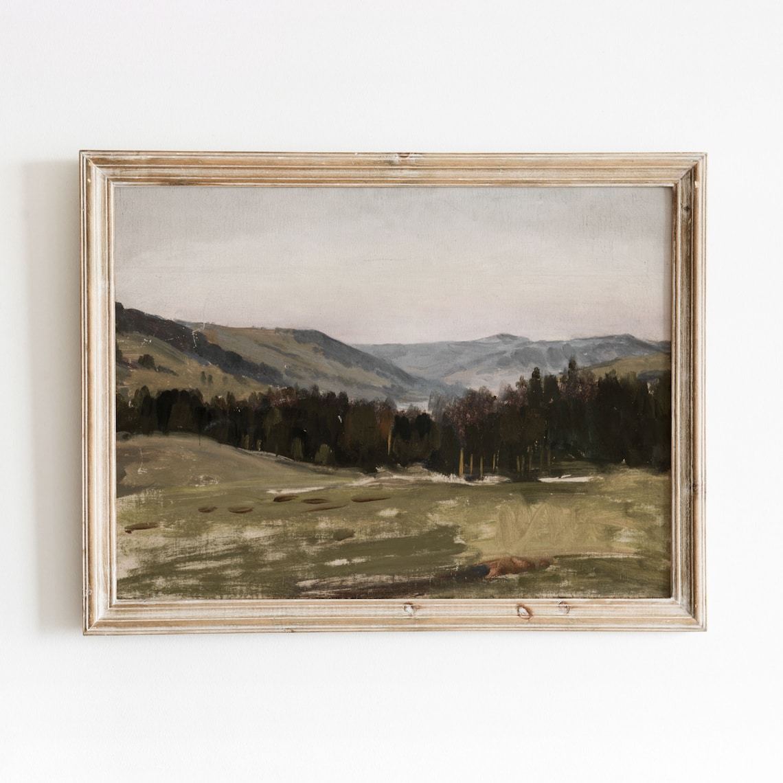 Highlands Vintage Dark Mountain Landscape Art Print
