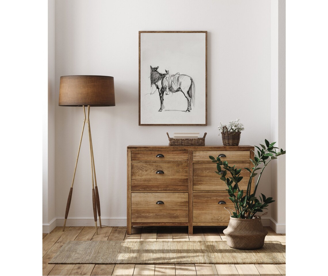 Saddled Horse Vintage Farm Animal Sketch Art Print - Image 4